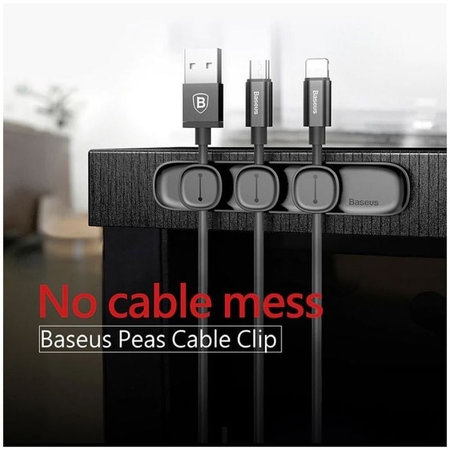 Baseus - Kabelorganisator - Halter für 3 Kabel, Schwarz