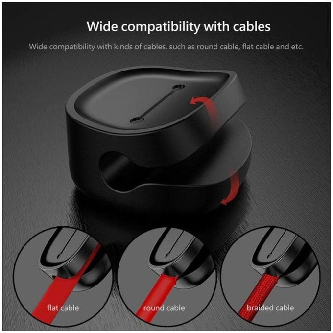 Baseus - Kabelorganisator - Halter für 3 Kabel, Schwarz