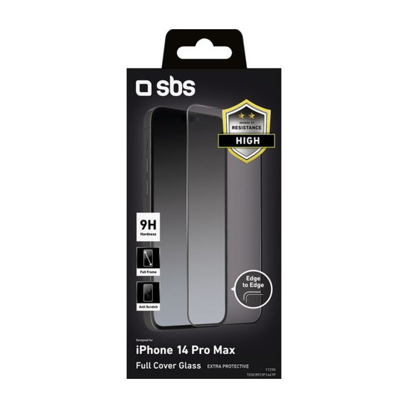 SBS - Gehärtetes Glas Full Cover für iPhone 14 Pro Max, schwarz