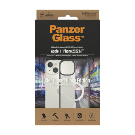 PanzerGlass - Hülle ClearCase mit MagSafe für iPhone 14, schwarz