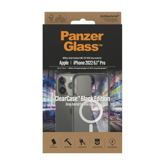 PanzerGlass - Hülle ClearCase mit MagSafe für iPhone 14 Pro, schwarz