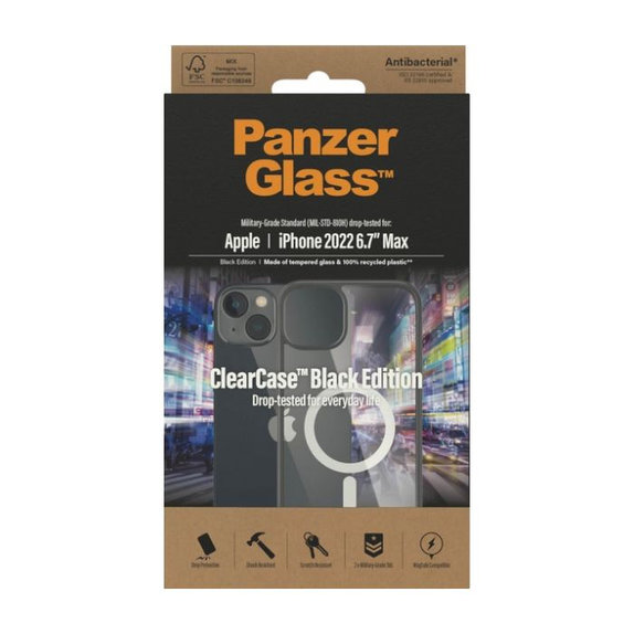 PanzerGlass - Hülle ClearCase mit MagSafe für iPhone 14 Plus, schwarz