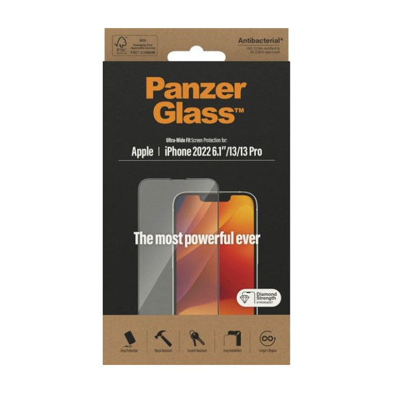 PanzerGlass - Gehärtetes Glas UWF AB für iPhone 13, 13 Pro, 14, 16e
