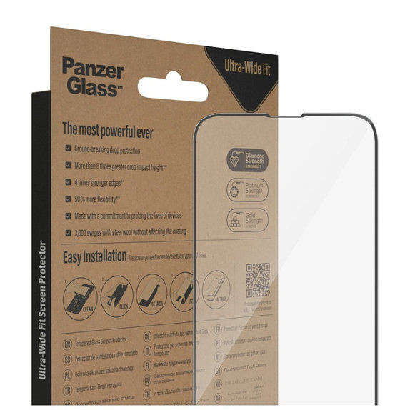 Schutzglas UWF AB mit Applikator für iPhone 14 Plus/13 Pro Max, Schwarz, PanzerGlass