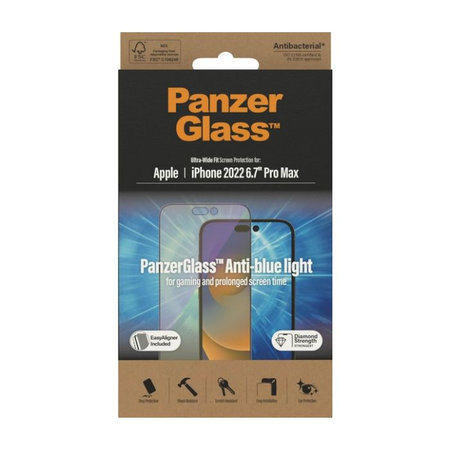 PanzerGlass - Gehärtetes Glas UWF Anti-Bluelight AB für iPhone 14 Pro Max