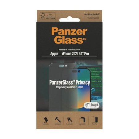 PanzerGlass - Gehärtetes Glas UWF Privacy AB für iPhone 14 Pro