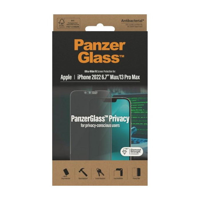 PanzerGlass - Gehärtetes Glas UWF Privacy AB für iPhone 13 Pro Max und 14 Plus