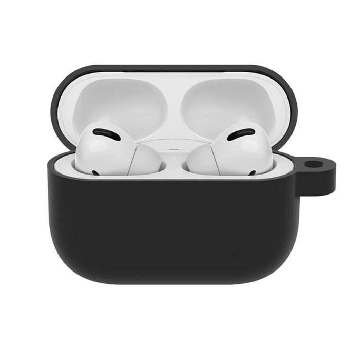 FixPremium - Silikonhülle mit Karabiner für AirPods Pro, schwarz