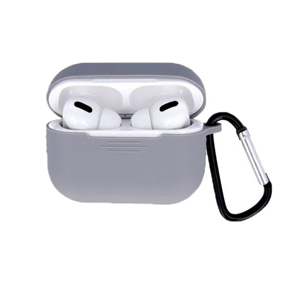 FixPremium - Silikonhülle mit Karabiner für AirPods Pro, space grey