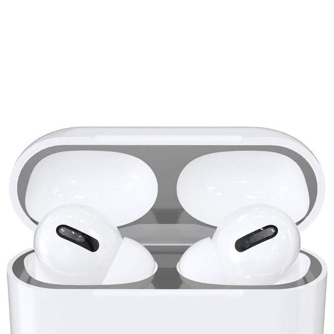 FixPremium - Staubaufkleber für AirPods Pro, silber