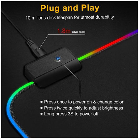 FixPremium - Maus und Tastatur Pad mit RGB, 90x40cm, schwarz