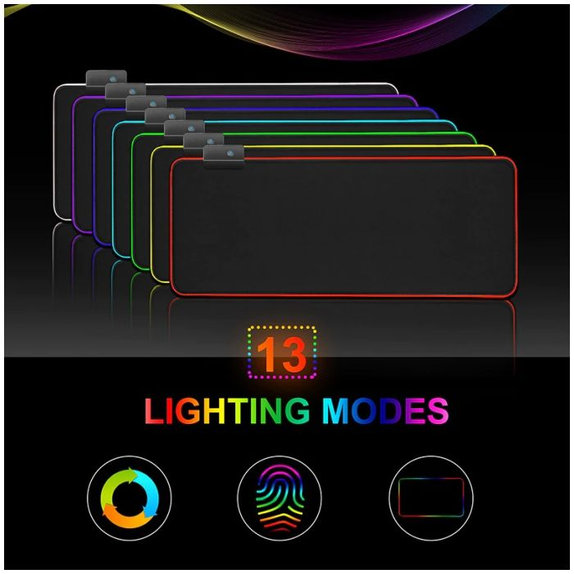 FixPremium - Maus und Tastatur Pad mit RGB, 90x40cm, schwarz