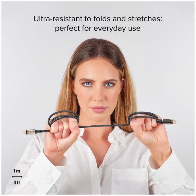 SBS - USB-C / USB-C Kabel mit LCD a PowerDelivery 100W (1m), schwarz