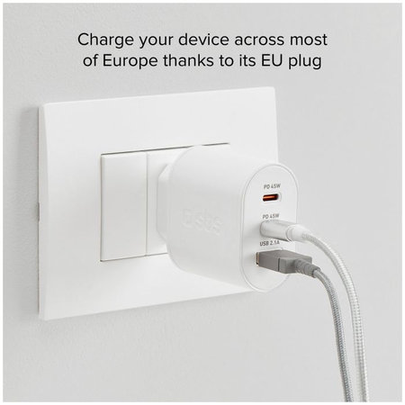 SBS - 45W Ladeadapter USB, 2x USB-C, PowerDelivery, weiß