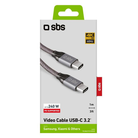 SBS - Thunderbolt 3 Kabel (USB-C) Kabel mit PowerDelivery 240W (1m), grau