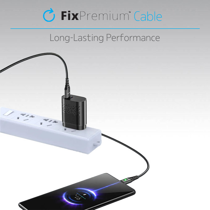 FixPremium - USB-C / USB Kabel mit LED-Anzeige (1m), schwarz