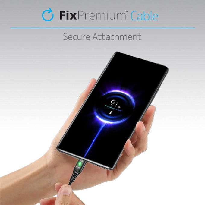 FixPremium - USB-C / USB Kabel mit LED-Anzeige (1m), rot