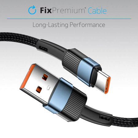 FixPremium - USB-C / USB Kabel mit Schnellladung (1m), schwarz