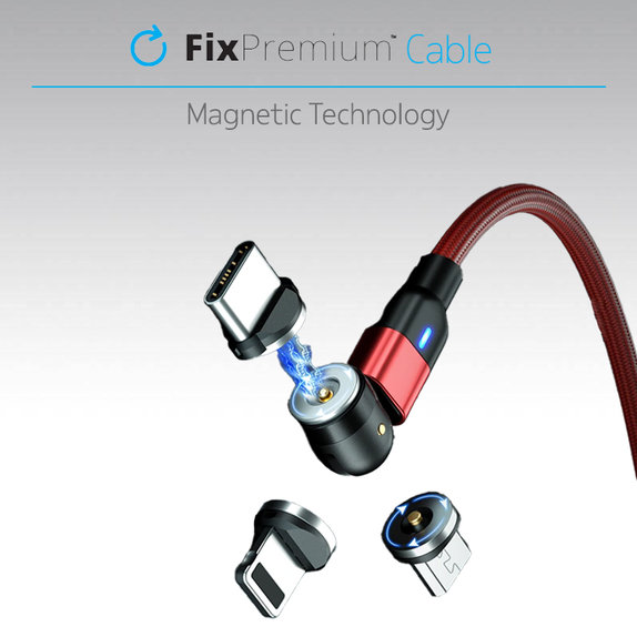 FixPremium - USB-C / USB-C Magnetisches Kabel (1m), rot