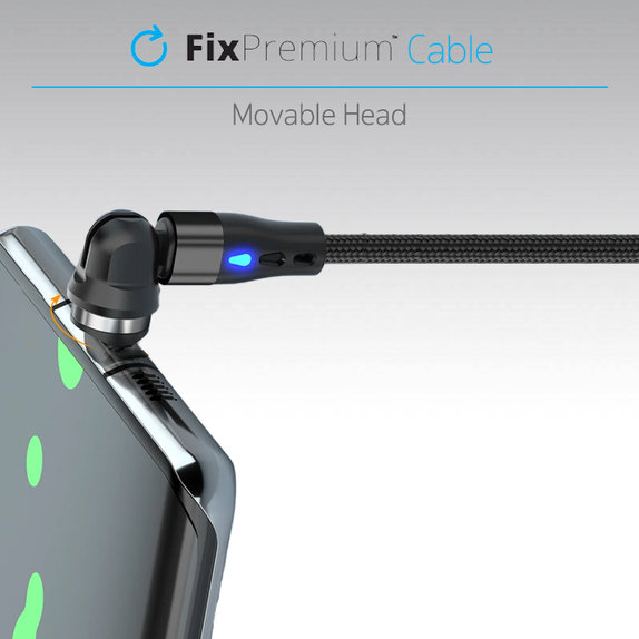FixPremium - USB-C / USB Magnetisches Kabel (1m), schwarz
