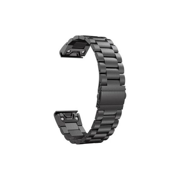 FixPremium - Edelstahlarmband für Garmin (QuickFit 22mm), schwarz
