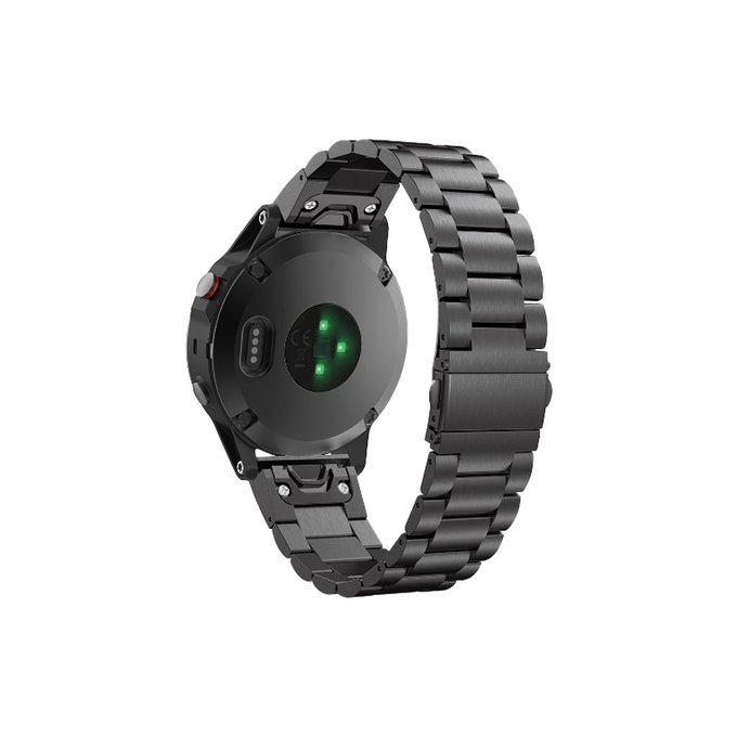 FixPremium - Edelstahlarmband für Garmin (QuickFit 26mm), schwarz