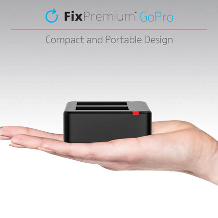 FixPremium - Ladestation für 2 GoPro Batterien (Hero (2018)/Hero 5/Hero 6/Hero 7/Hero 8), schwarz