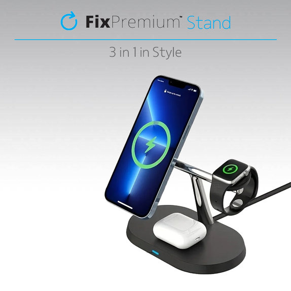 FixPremium - MagSafe 3in1 Ständer für iPhone, Apple Watch und AirPods, weiß