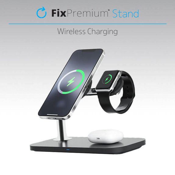 FixPremium - MagSafe 3in1 Ständer für iPhone, Apple Watch und AirPods, weiß