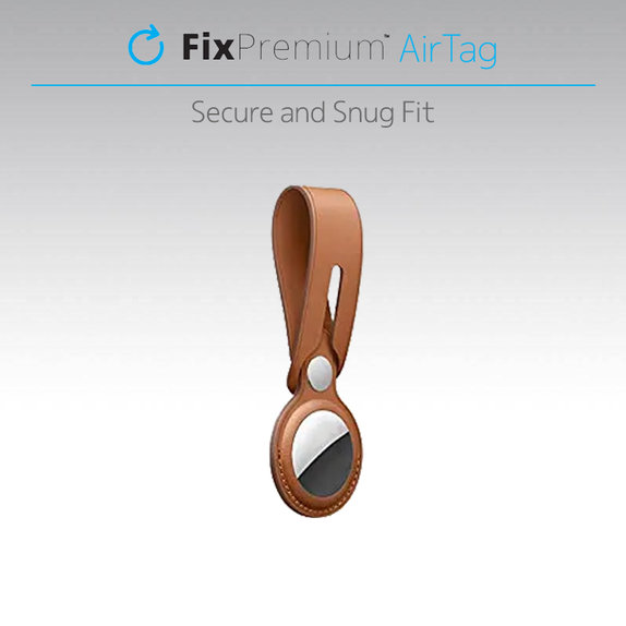 FixPremium - Schlüsselanhänger aus Leder für AirTag, braun