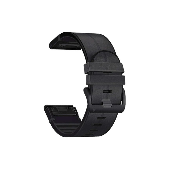 FixPremium - Lederarmband für Garmin (QuickFit 26mm), schwarz