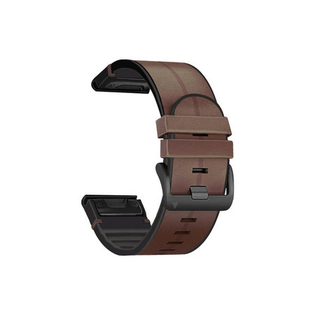 FixPremium - Lederarmband für Garmin (QuickFit 22mm), braun