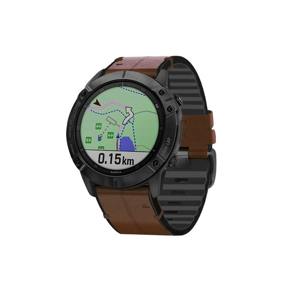 FixPremium - Lederarmband für Garmin (QuickFit 22mm), braun