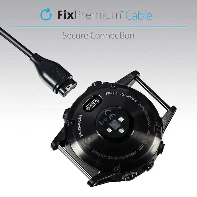 FixPremium - USB-C Ladekabel für Garmin Watch, schwarz