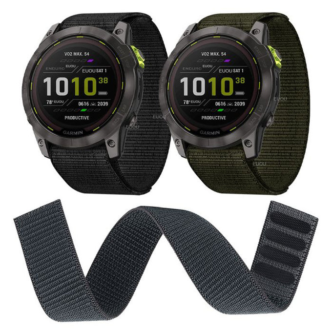 FixPremium - Nylon Armband für Garmin (22mm), schwarz