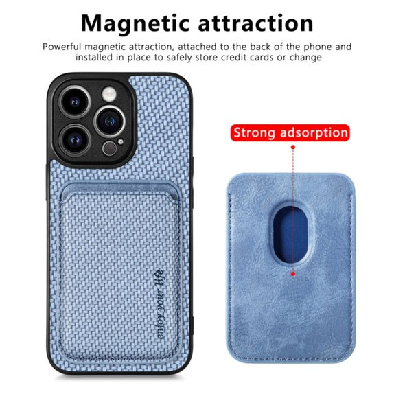 FixPremium - Carbon Hülle mit MagSafe Wallet für iPhone 12 mini, schwarz