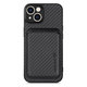 FixPremium - Carbon Hülle mit MagSafe Wallet für iPhone 13 und 14, schwarz