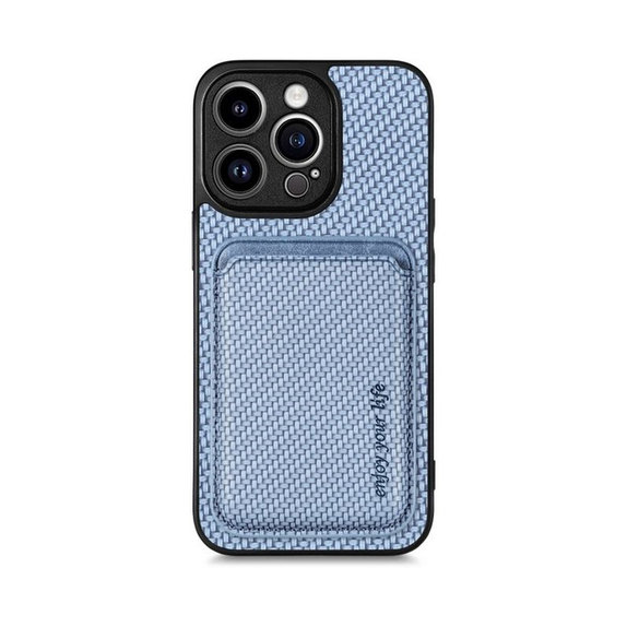 FixPremium - Carbon Hülle mit MagSafe Wallet für iPhone 13 Pro, blau
