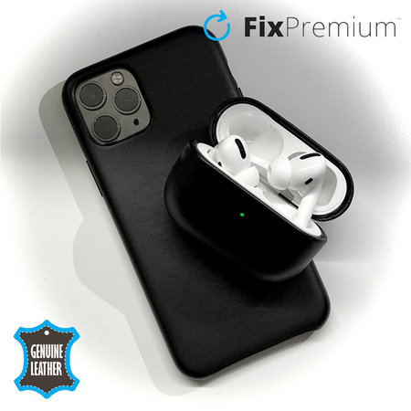 FixPremium - Lederetui für AirPods Pro 2, schwarz