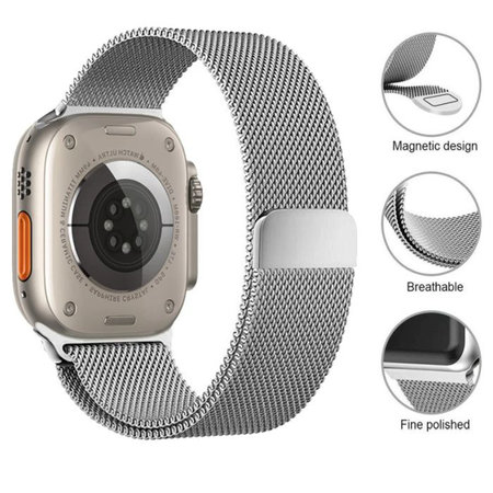 FixPremium - Remienok Milanese Loop pre Apple Watch (42, 44, 45 und 49mm), schwarz