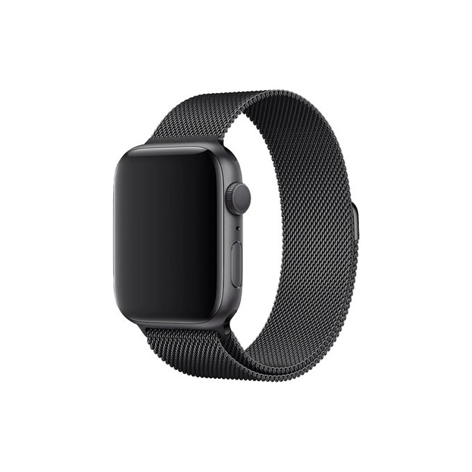 FixPremium - Remienok Milanese Loop pre Apple Watch (42, 44, 45 und 49mm), schwarz