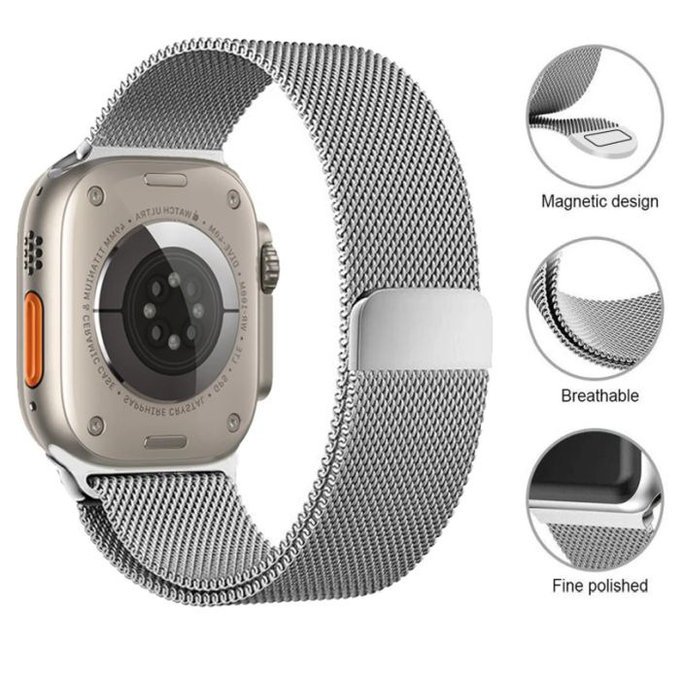 FixPremium - Remienok Milanese Loop pre Apple Watch (38, 40 und 41mm), silber