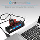 FixPremium - USB Hub mit Schalter für 7 USB, schwarz