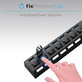 FixPremium - USB Hub mit Schalter für 7 USB, schwarz