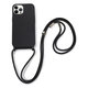 FixPremium - Silikonhülle mit Umhängeband für iPhone 12 und 12 Pro, schwarz