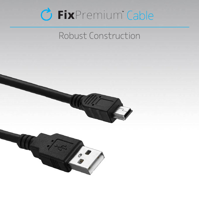 FixPremium - Mini-USB / USB Kabel (1m), schwarz