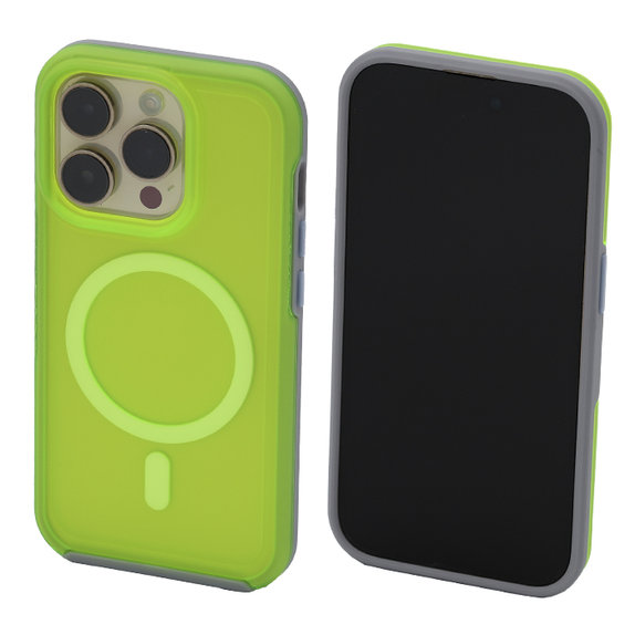 FixPremium - Hülle Clear mit MagSafe für iPhone 14 Pro, neon green