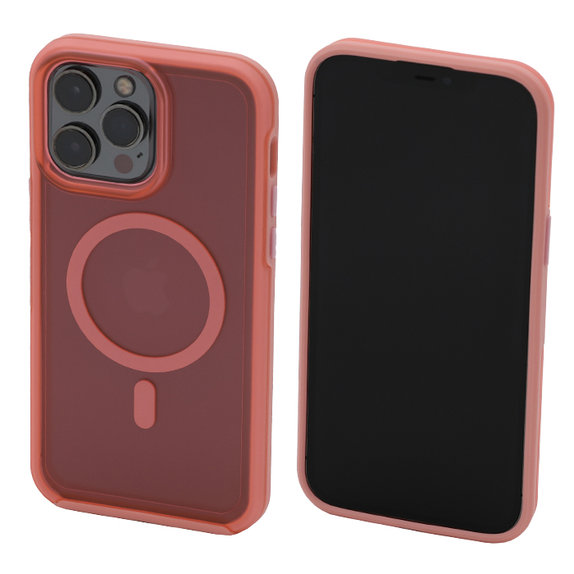 FixPremium - Hülle Clear s MagSafe für iPhone 14 Pro Max, peach pink