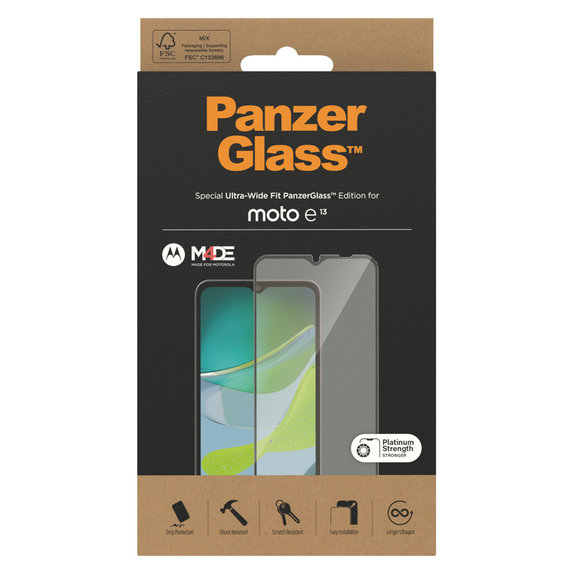 Panzerglas UWF für Motorola Moto E13, Schwarz, PanzerGlass