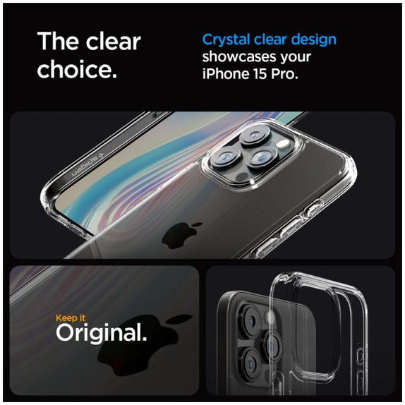 Spigen - Hülle Ultra Hybrid für iPhone 15 Pro, crystal clear